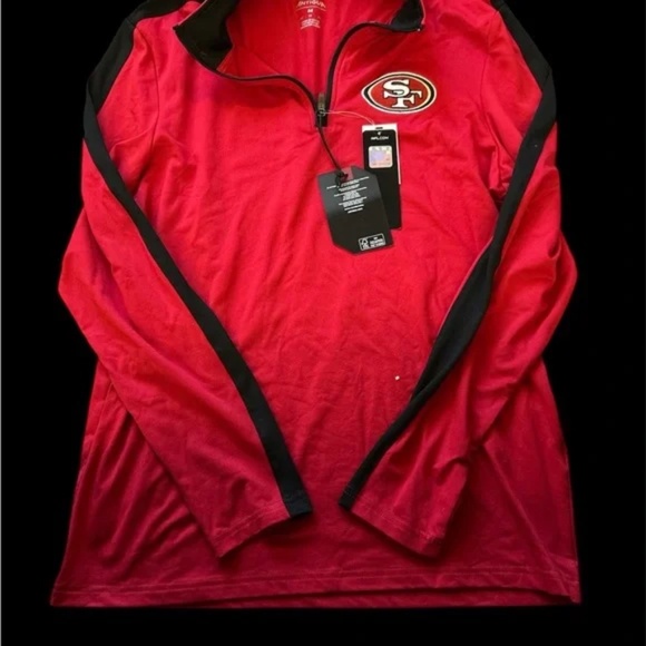 49ers Red and Black Quarter-Zip Pullover size Large NFL - Picture 1 of 3